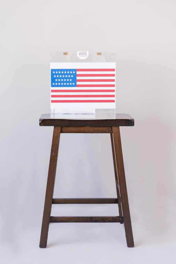 ballot box on top of wooden stool